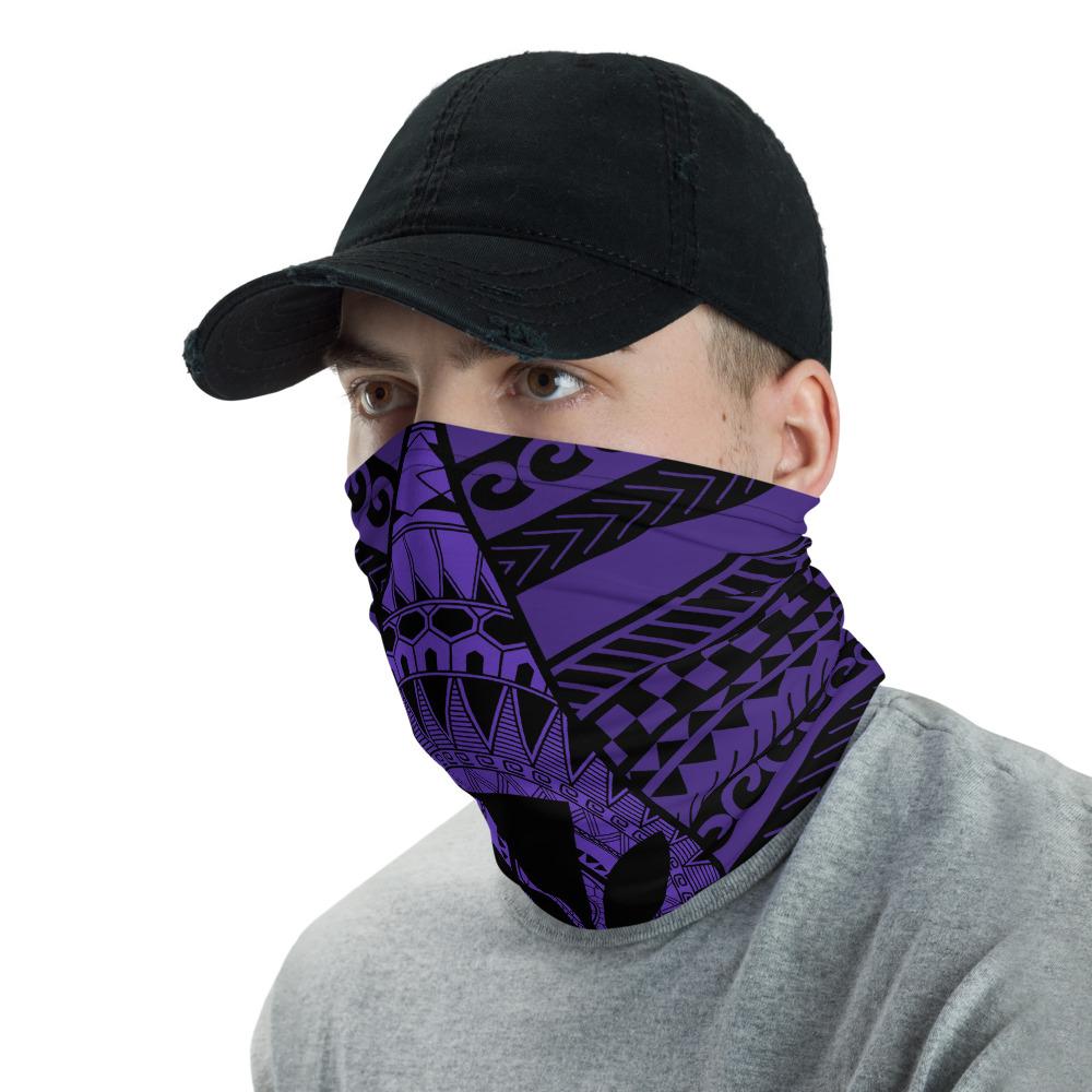 Hawaiian Bandana Kakau Kanaka Anchor Neck Gaiter - Triangle Style - AH - Purple - Polynesian Pride