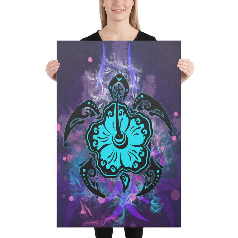 Turtle Hibiscus Galaxy Violet Canvas 24x36 Canvas Violet - Polynesian Pride