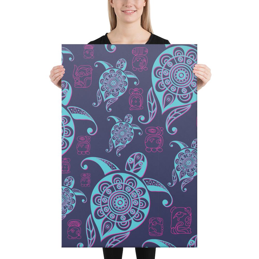 Turtle Neon Canvas 24x36 Canvas White - Polynesian Pride
