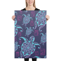 Turtle Neon Canvas 24x36 Canvas White - Polynesian Pride