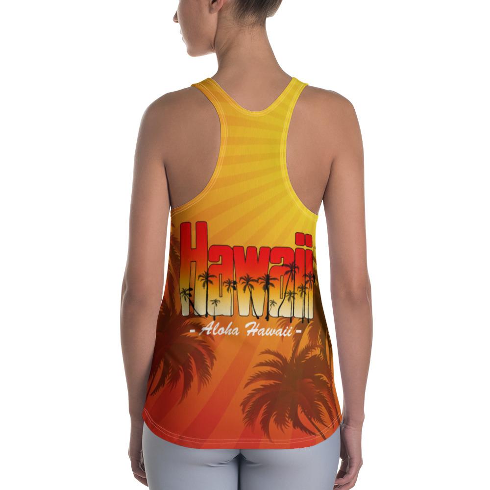 Summer Sunshine Coconut Tree Silhouette Hawaii Women's Racerback Tank - Polynesian Pride
