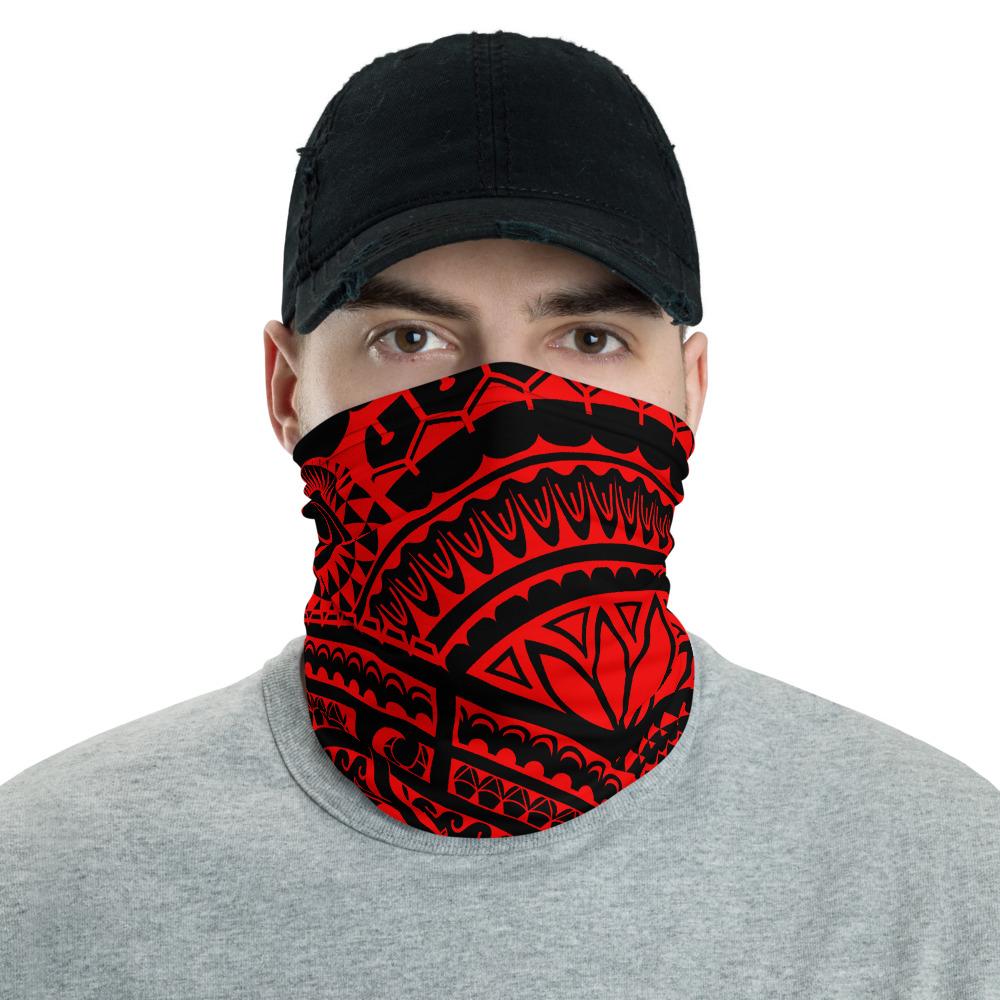 Hawaiian Bandana Tatau Red Unisex Neck Gaiter One Size Black - Polynesian Pride