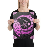 Hawaii Turtle Hibiscus Map Polynesian Pink Canvas 12x16 Canvas Pink - Polynesian Pride