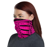 Hawaiian Bandana Hard Tatau Pink Unisex Neck Gaiter - Polynesian Pride