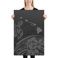 Hawaii Turtle Polynesian Map Plumeria Gray Canvas 24x36 Canvas Gray - Polynesian Pride