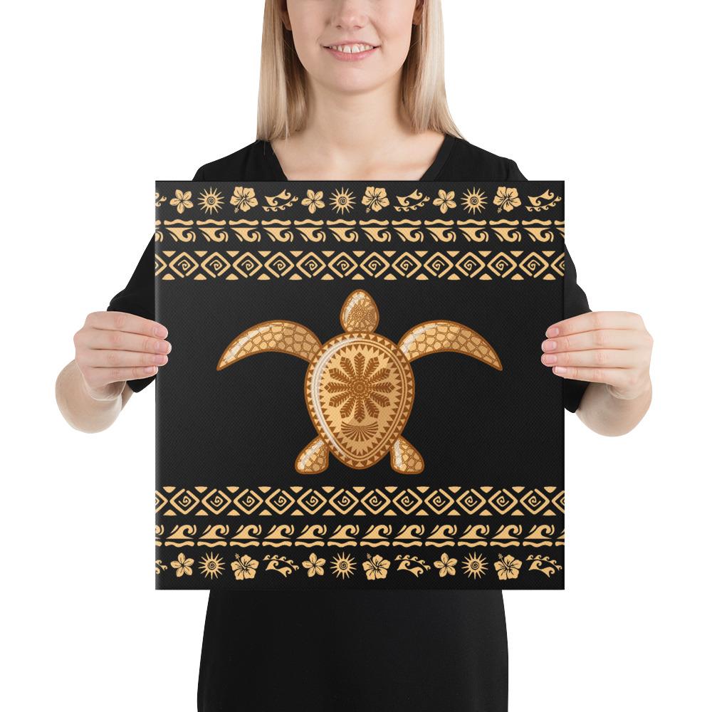Hawaii Traditional Turtle Pattern Canvas 16x16 Canvas White - Polynesian Pride