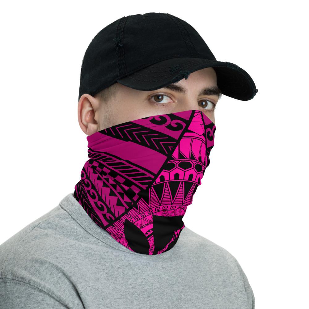 Hawaiian Bandana Kakau Kanaka Anchor Neck Gaiter - Triangle Style - AH - Pink - Polynesian Pride
