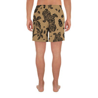 Polynesian Turtle Palm And Sea Pebbles Gold Men's Athletic Long Shorts - Polynesian Pride