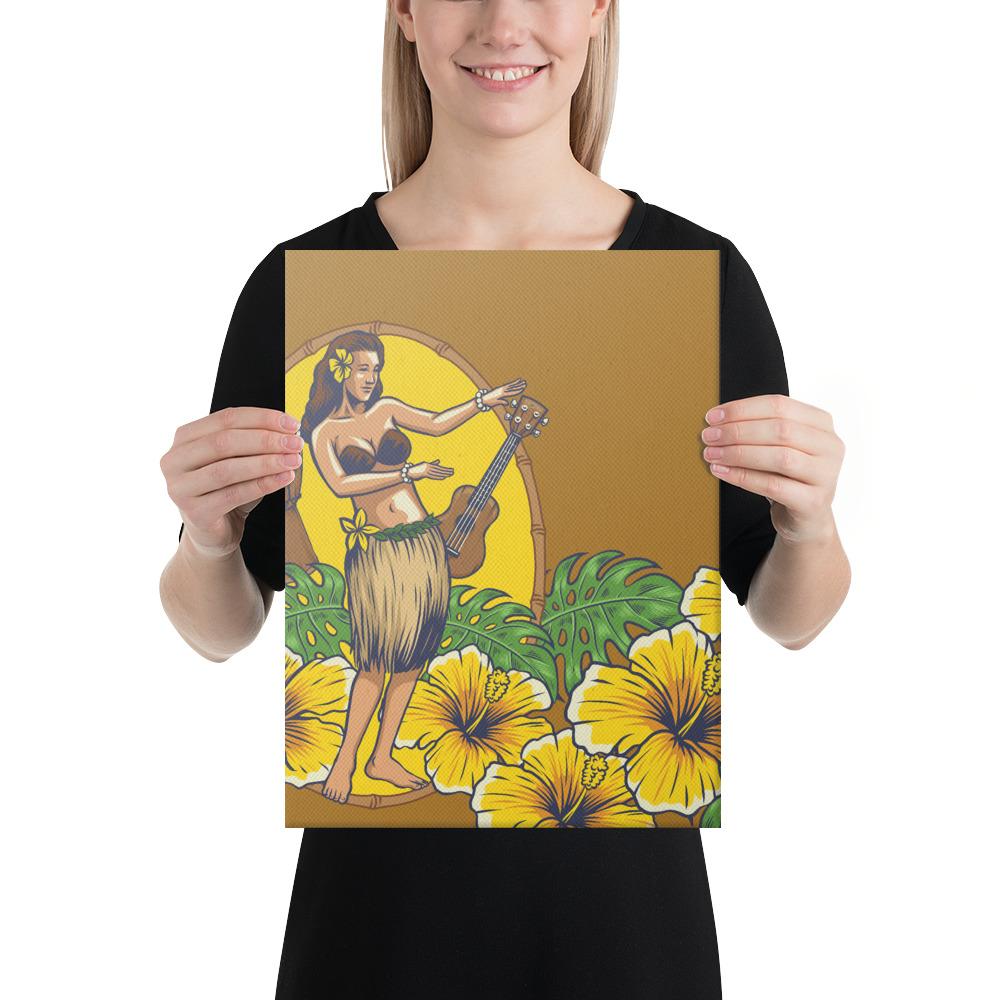 Hula Girl Dance Tradition Canvas 12x16 Canvas White - Polynesian Pride