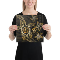 Kanaka Map Hibiscus Plumeria Turtle Art Gold Polynesian Canvas 12x12 Canvas Gold - Polynesian Pride