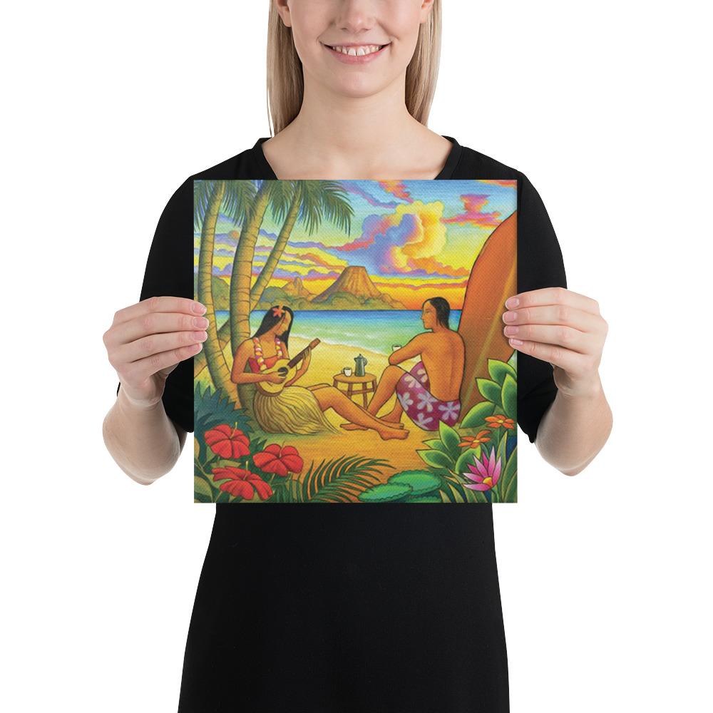 Sing A Song On A Beach Canvas 12x12 Canvas White - Polynesian Pride