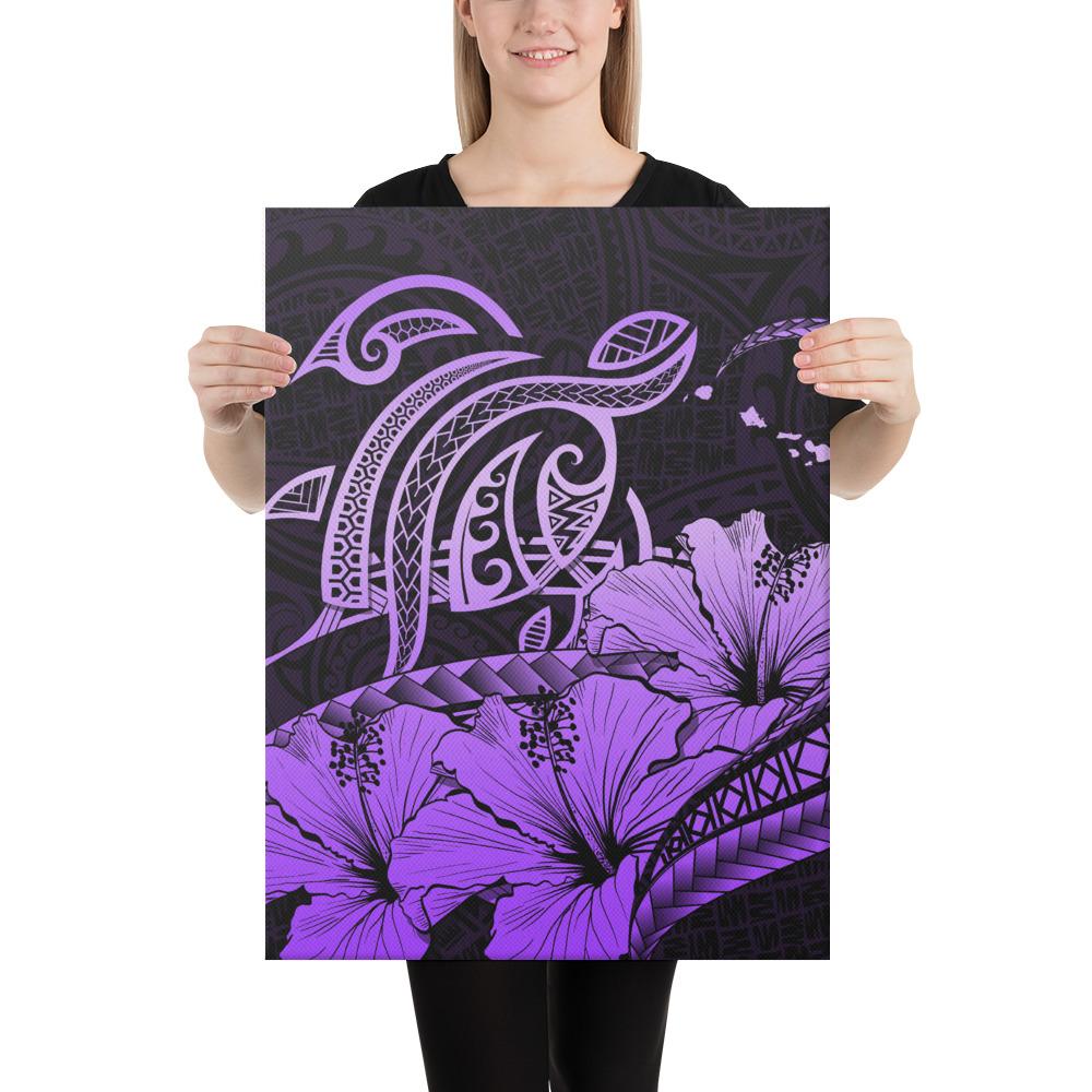 Hawaii Turtle Map Polynesian Violet Canvas 18x24 Canvas Violet - Polynesian Pride