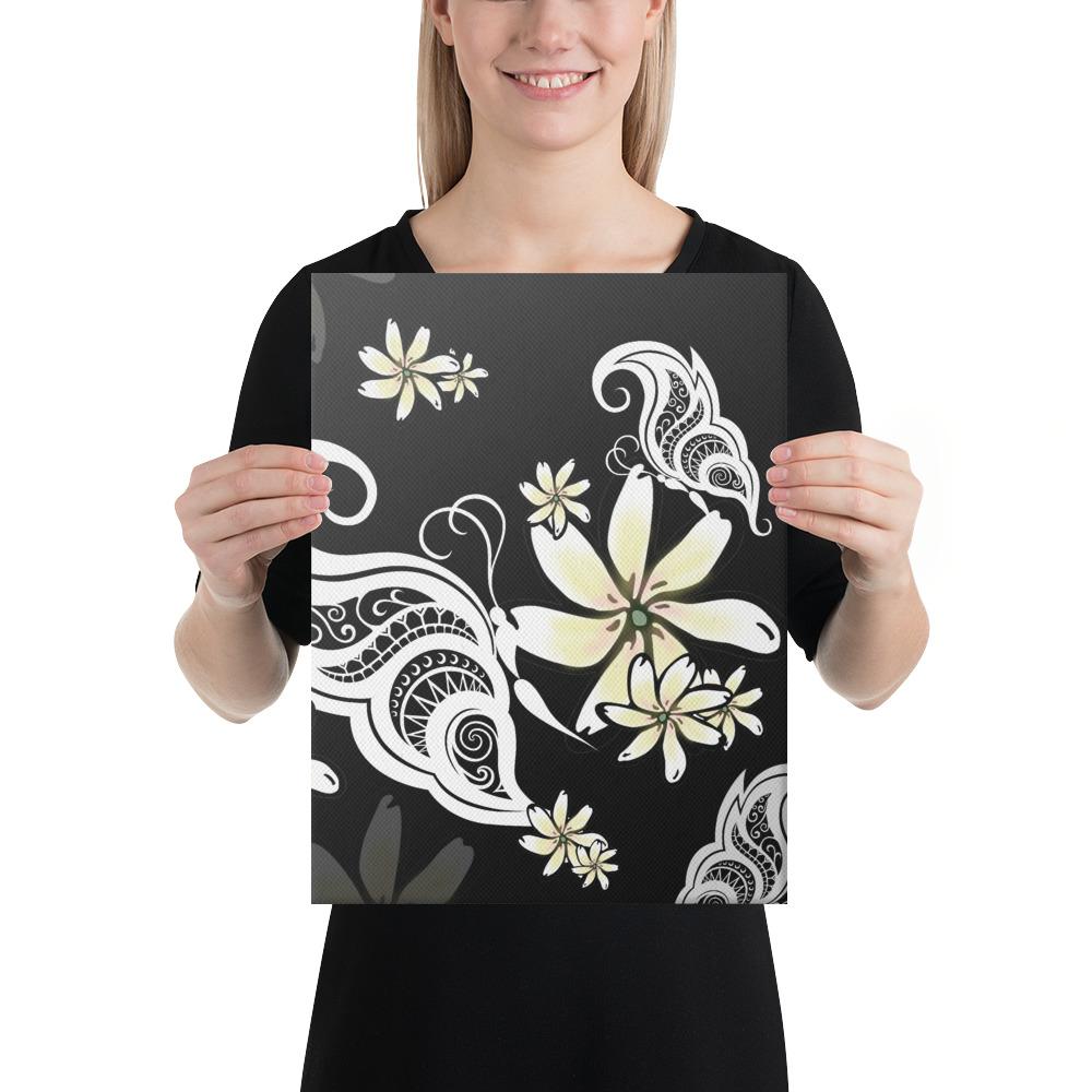 Plumeria Butterfly Canvas 12x16 Canvas White - Polynesian Pride