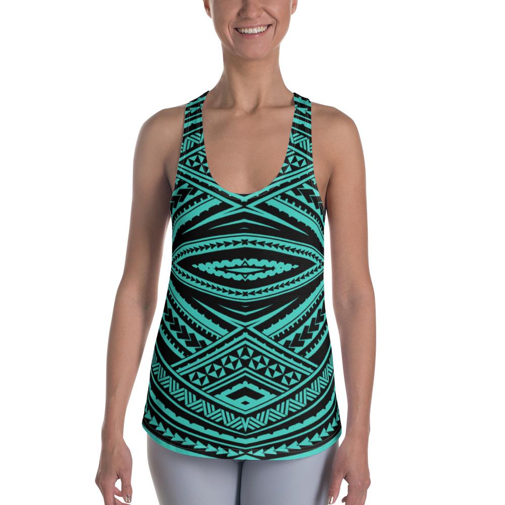 Polynesian Tatau Turquoise Hawaii Women's Racerback Tank Top Art - Polynesian Pride