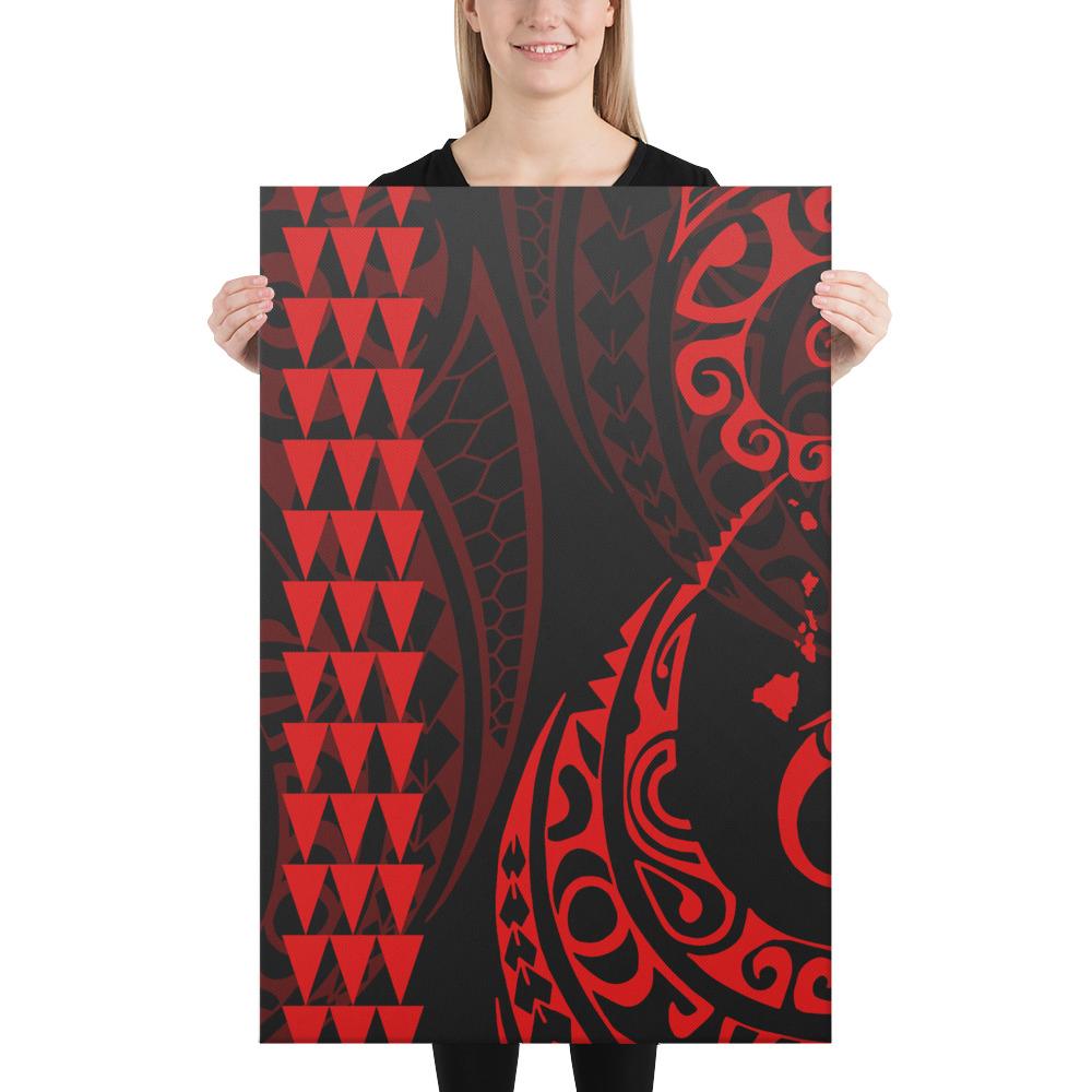 Hawaiian Map Polynesian Canvas Red 24x36 Canvas Red - Polynesian Pride