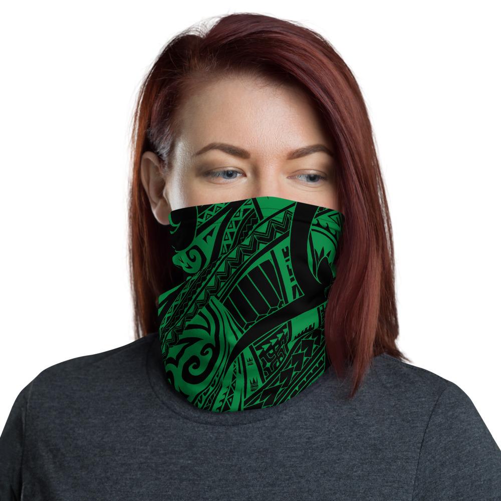 Hawaiian Bandana - Polynesian Curly Tatau Green Neck Gaiter One Size Art - Polynesian Pride