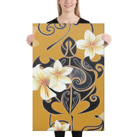 Turtle Poly Tribal Plumeria Yellow Canvas 24x36 Canvas Yellow - Polynesian Pride