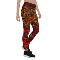 Samoa Leggings - Red Shark Polynesian Tattoo Red - Polynesian Pride