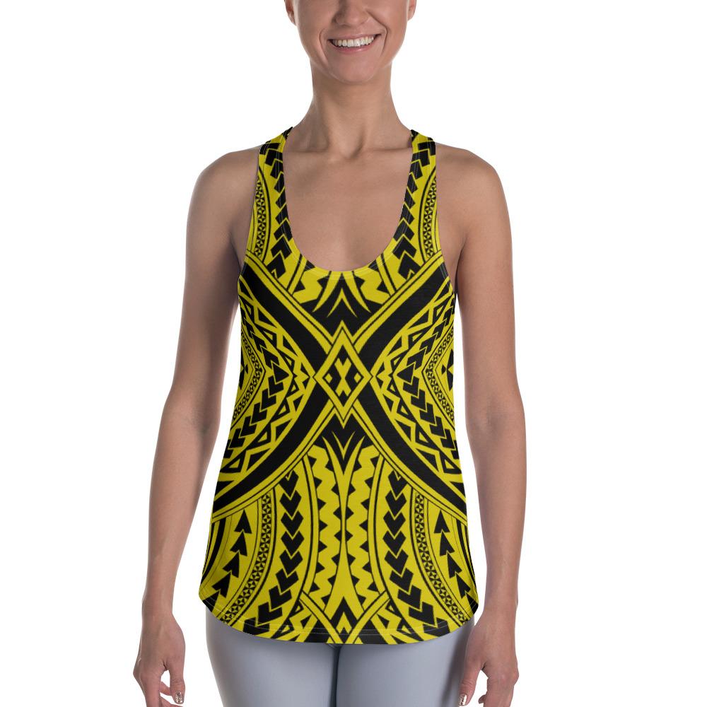 Polynesian Tradition Yellow Hawaii Women's Racerback Tank Top Art - Polynesian Pride