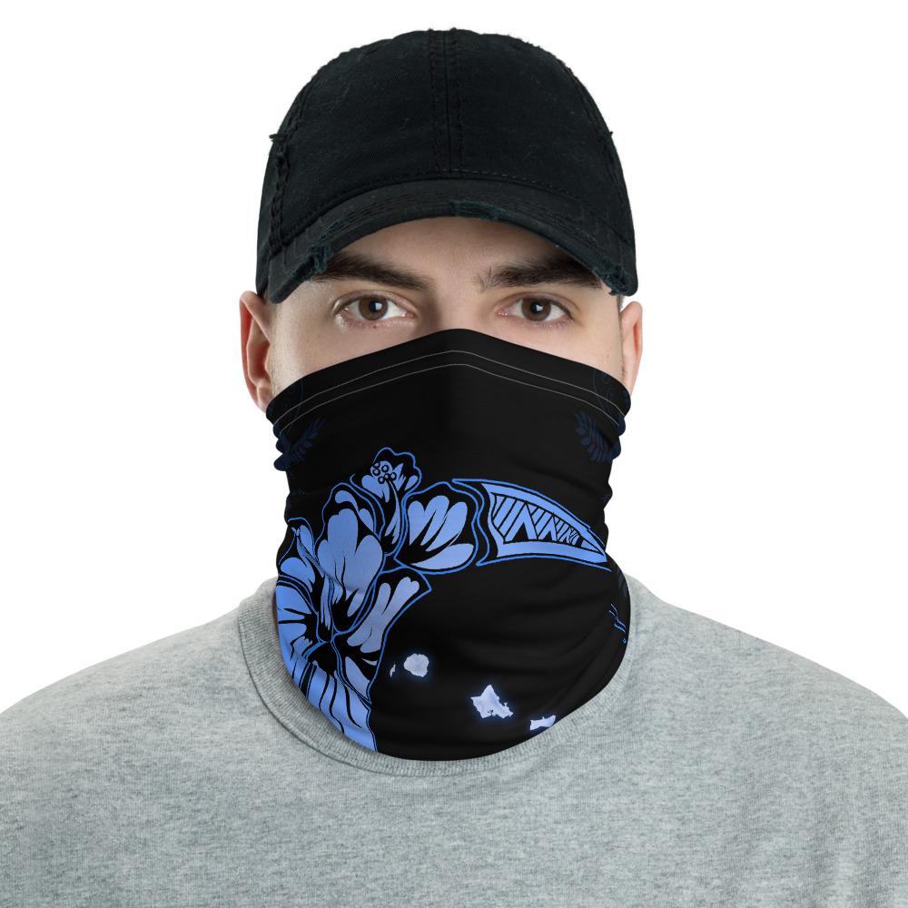 Hawaiian Bandana - Hawaii Hibiscus Map On The Moon Blue Neck Gaiter Blue One Size - Polynesian Pride