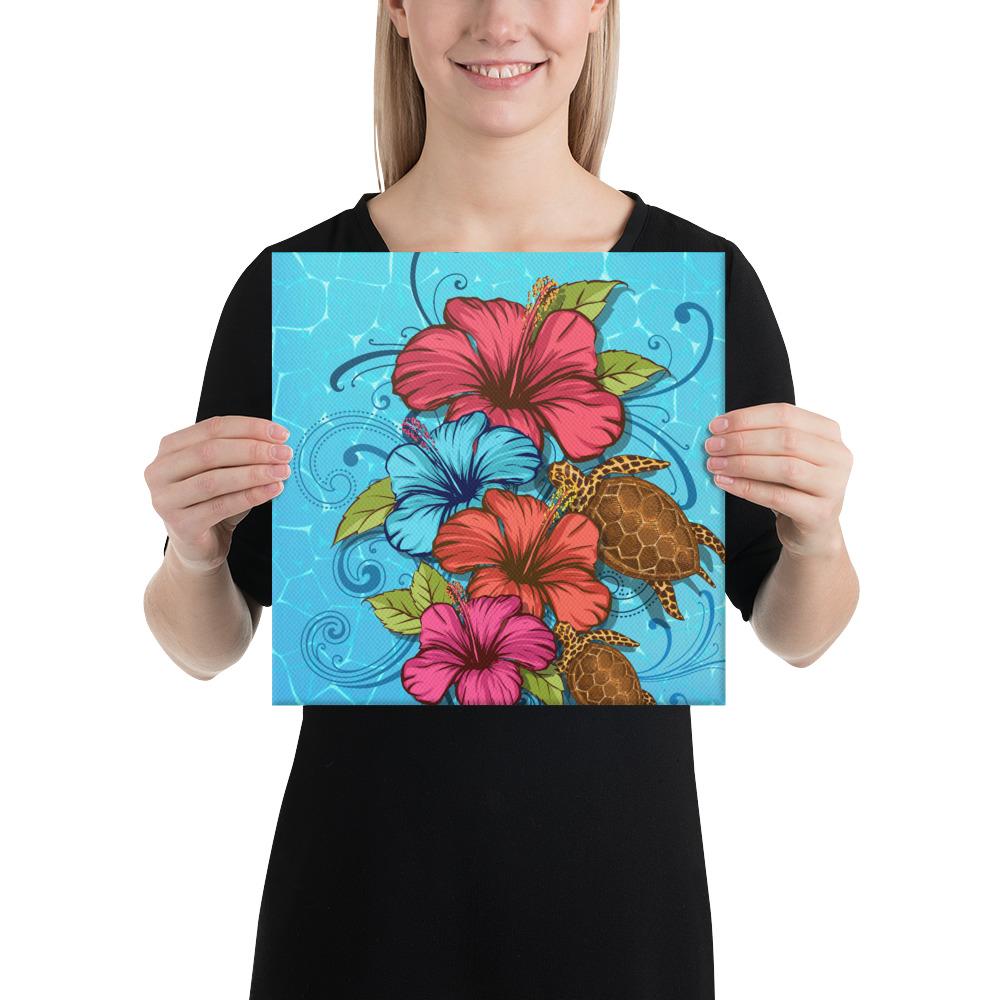 Hibiscus Flower Soulful Canvas 12x12 Canvas White - Polynesian Pride
