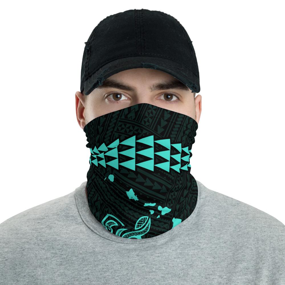 Hawaii Bandana Kakau Polynesian Turtle Map Neck Gaiter - Turquoise Turquoise One Size - Polynesian Pride