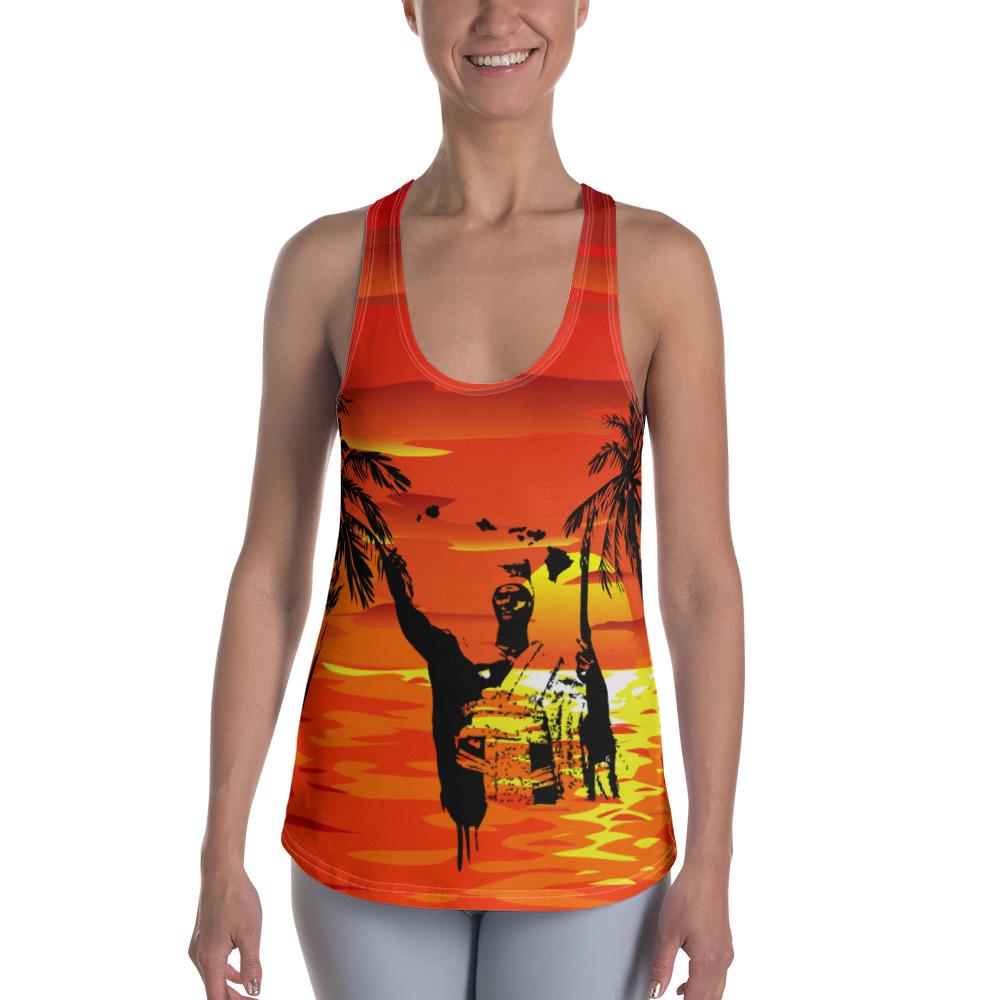 Hawaii Summer King Sunset Women's Racerback Tank Orange - Polynesian Pride