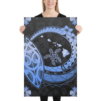 Hawaii Turtle Hibiscus Map Polynesian Blue Canvas 24x36 Canvas Blue - Polynesian Pride