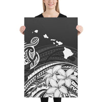 Hawaii Turtle Polynesian Map Plumeria White Canvas 24x36 Canvas White - Polynesian Pride