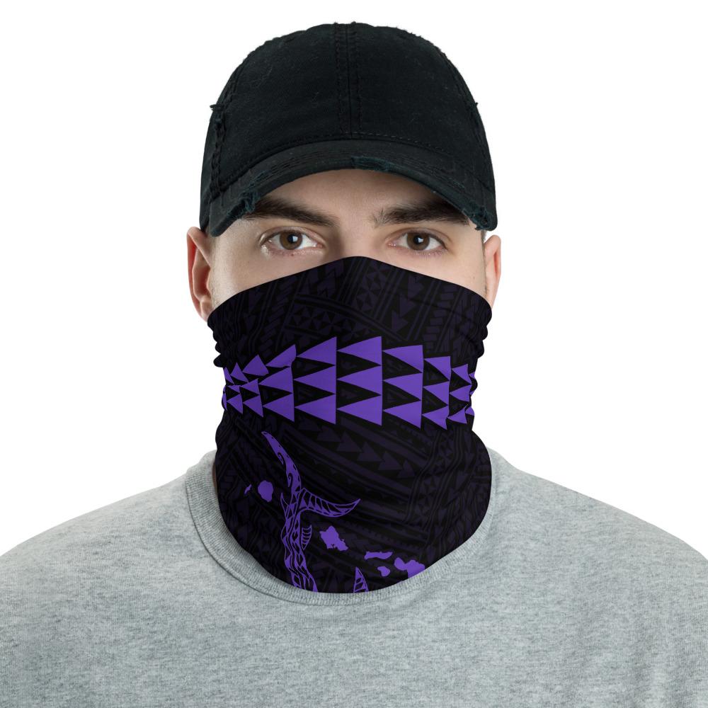 Hawaii Bandana Kakau Polynesian Hammerhead Shark Map Neck Gaiter - Purple Purple One Size - Polynesian Pride