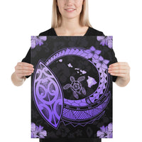 Hawaii Turtle Hibiscus Map Polynesian Violet Canvas 16x20 Canvas Violet - Polynesian Pride