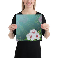 Hibiscus White Flower Gleeful Canvas 12x12 Canvas White - Polynesian Pride