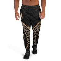 Tonga Polynesian Sweatpant - Gold Tribal Wave Unisex Black - Polynesian Pride