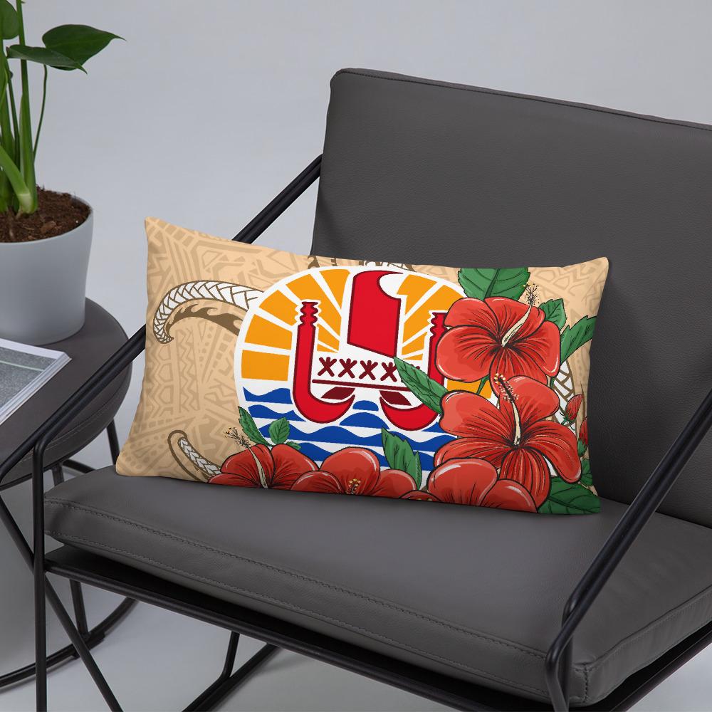 Tahiti Polynesian Pillow - Hibiscus Coat of Arm - Polynesian Pride