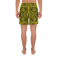 Polynesian Symmetry Yellow Men's Athletic Long Shorts - Polynesian Pride