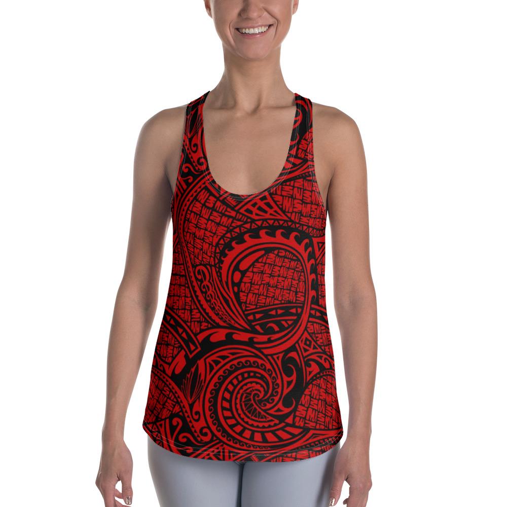 Polynesian Maori Lauhala Red Hawaii Women's Racerback Tank Top Art - Polynesian Pride