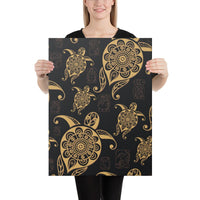 Turtle Pattern Golden Canvas 18x24 Canvas Gold - Polynesian Pride