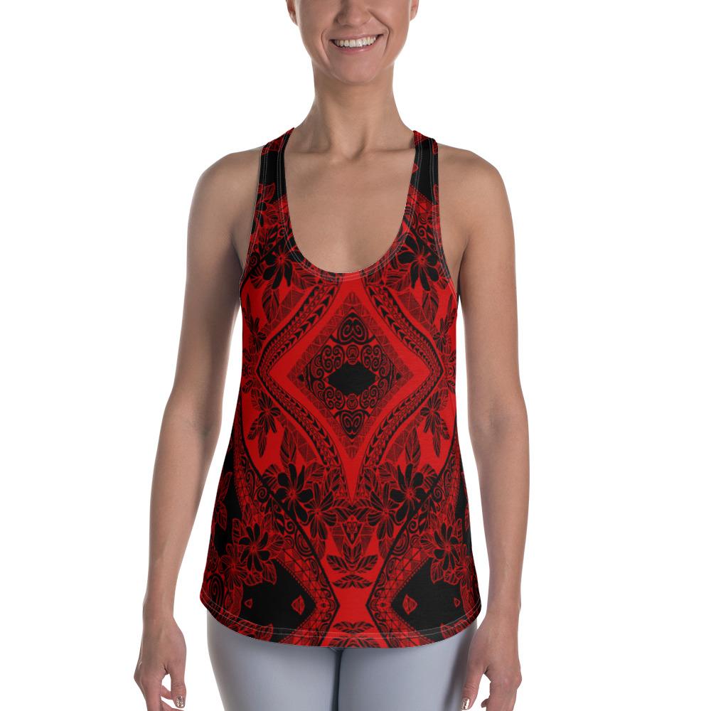 Polynesian Plumeria Mix Red Black Hawaii Women's Racerback Tank Top Art - Polynesian Pride