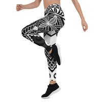 Guam Polynesian Leggings - Guam White Seal with Polynesian Tattoo Ver 01 - Polynesian Pride