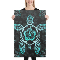 Turtle Hibiscus Blue Canvas 24x36 Canvas Blue - Polynesian Pride