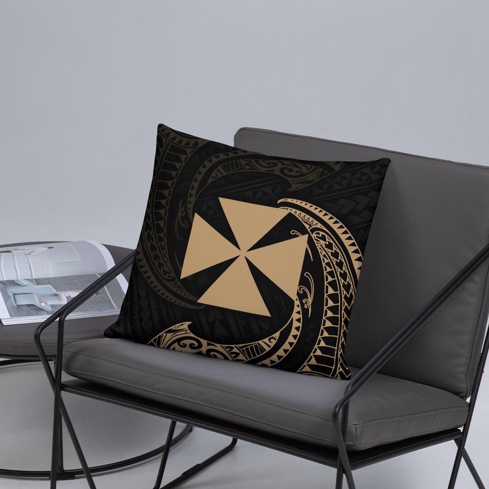 Wallis and Futuna Polynesian Basic Pillow - Gold Tribal Wave - Polynesian Pride