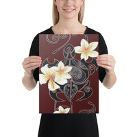 Turtle Polynesian Trinal Plumeria Red Canvas 12x16 Canvas Red - Polynesian Pride