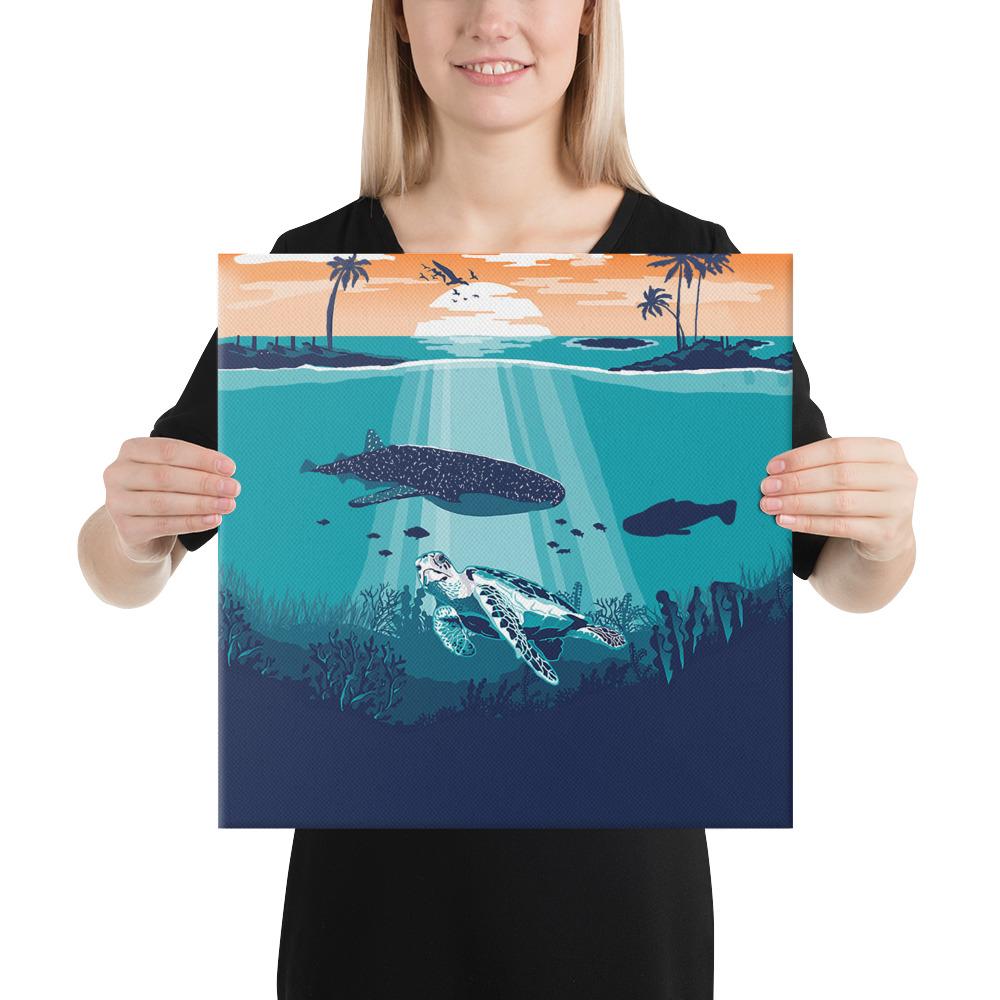 Sea Sunset Canvas 16x16 Canvas White - Polynesian Pride