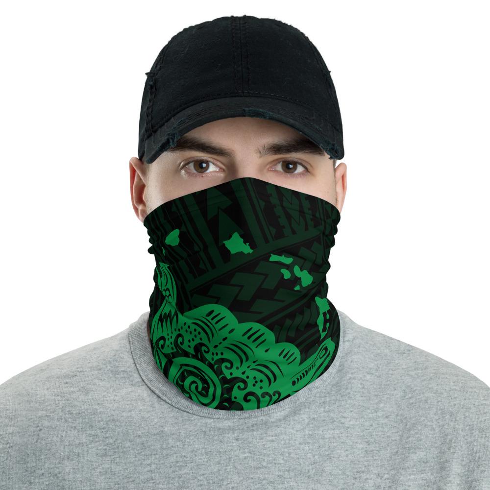 Hawaiian Bandana Polynesian Shaka Map Neck Gaiter - Green One Size Green - Polynesian Pride