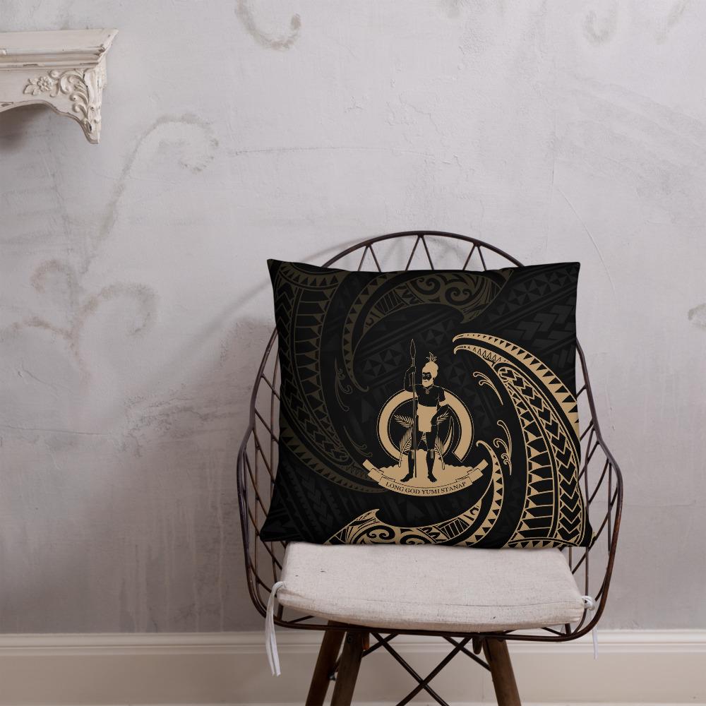 Vanuatu Polynesian Basic Pillow - Gold Tribal Wave - Polynesian Pride