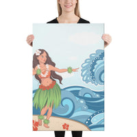 Hula Dance Cartoon Canvas 24x36 Canvas White - Polynesian Pride