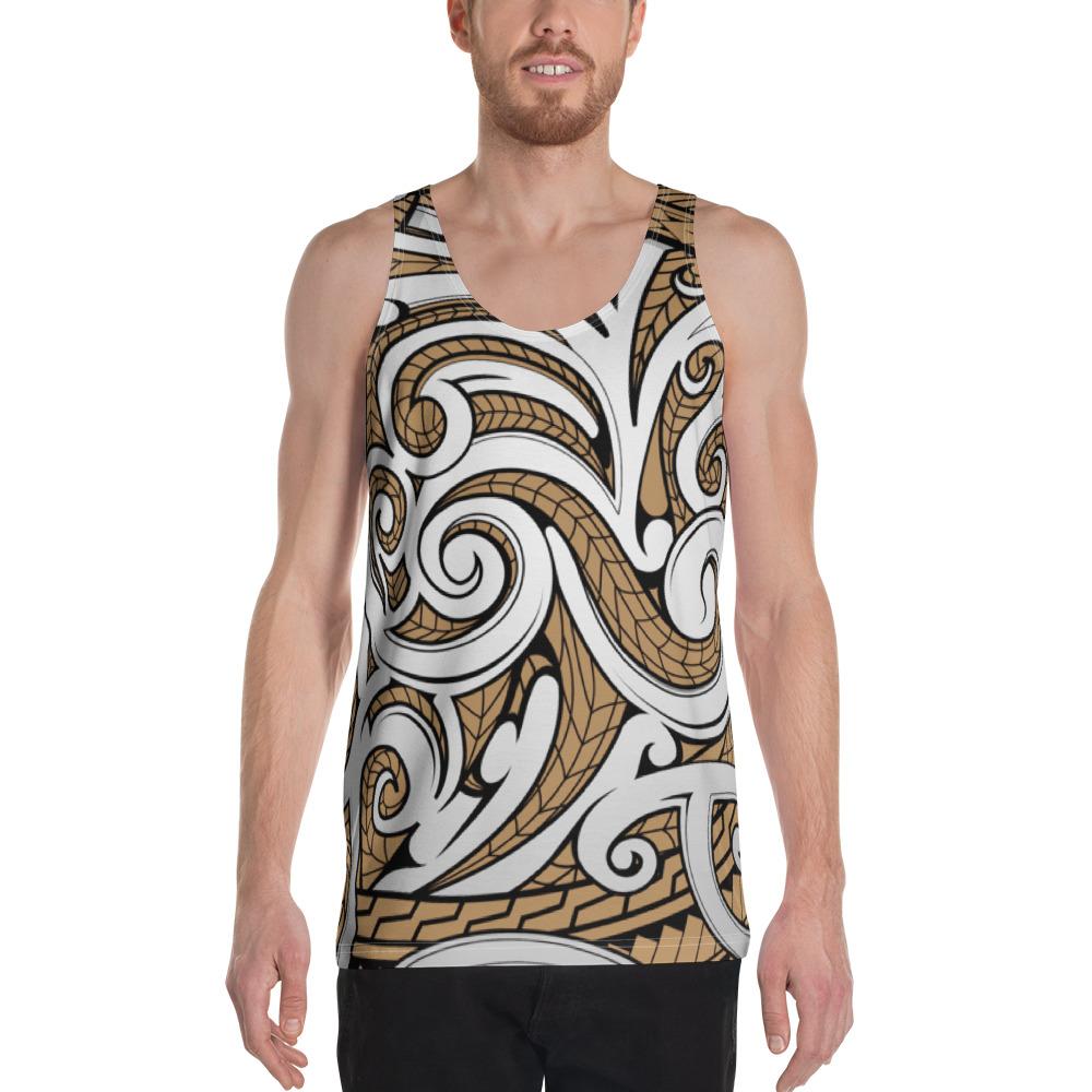 Polynesian Maori Ethnic Ornament Gold - Hawaii Men's Tank Top Gold - Polynesian Pride