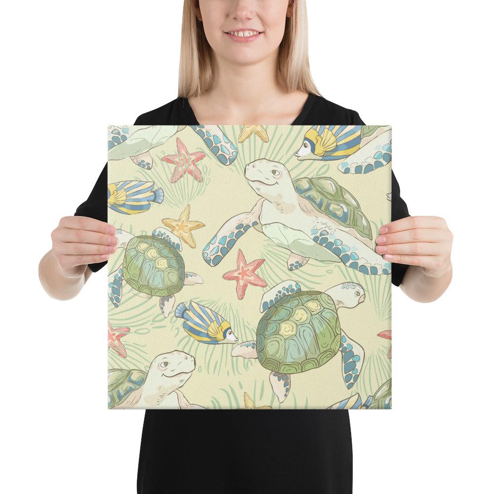 World Animal In Sea Canvas 16x16 Canvas White - Polynesian Pride