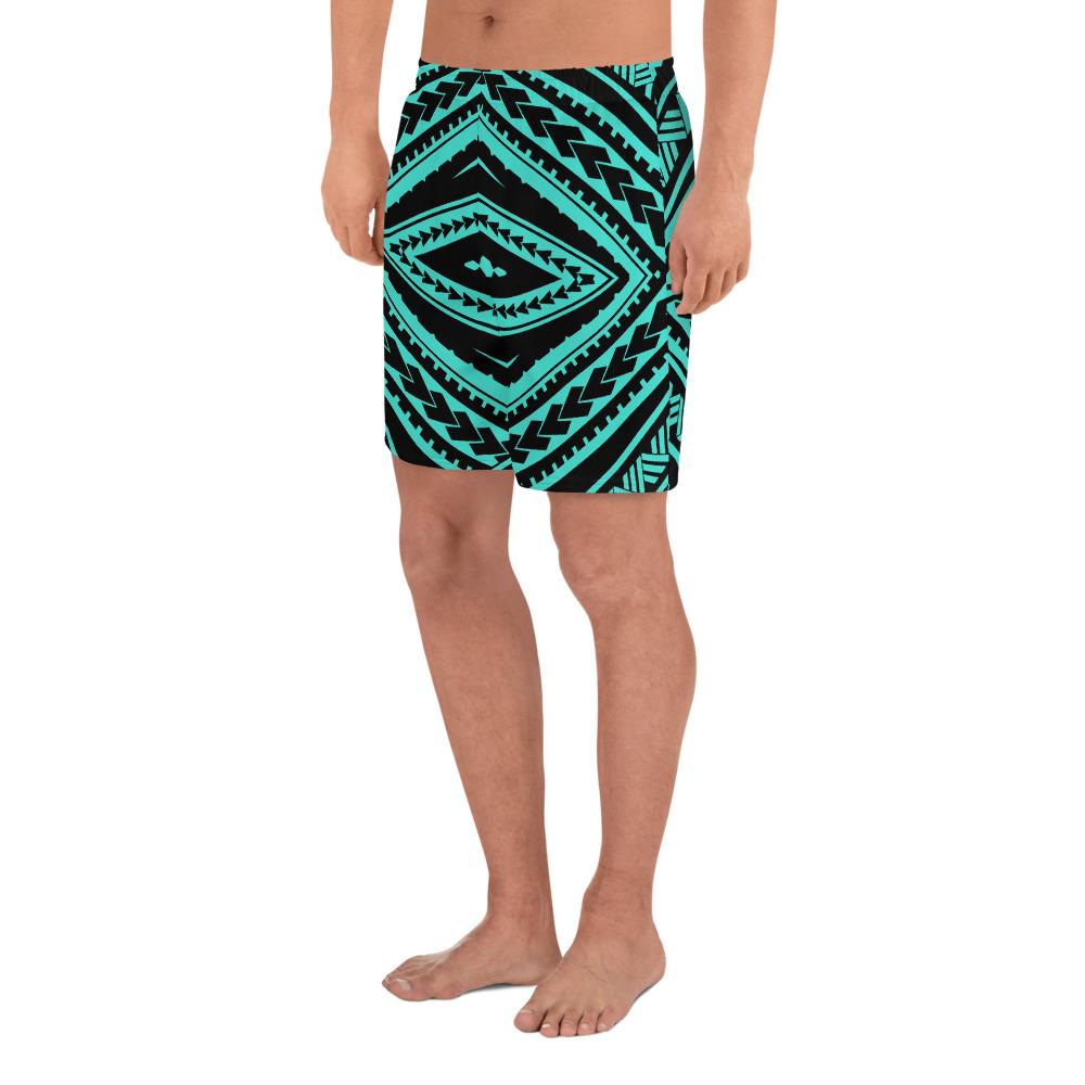 Polynesian Tatau Turquoise Men's Athletic Long Shorts - Polynesian Pride