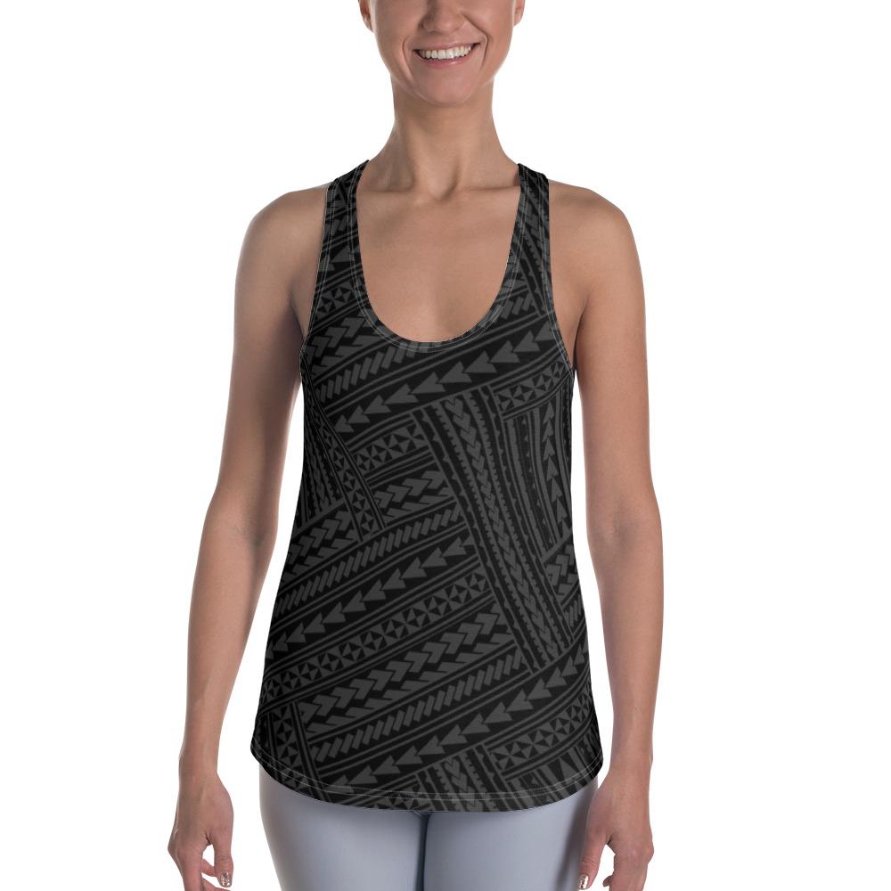 Polynesian Nation Gray Hawaii Women's Racerback Tank Top Art - Polynesian Pride